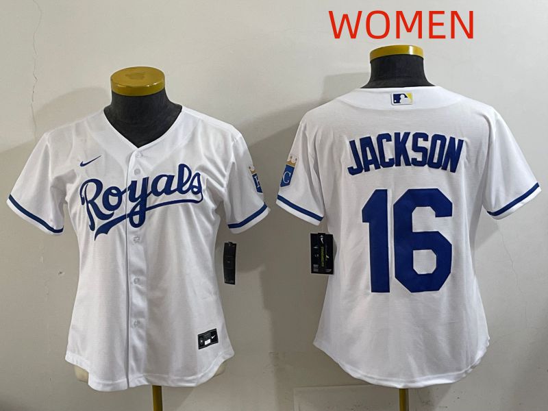 Women Kansas City Royals #16 Jackson White Game Nike MLB Jersey style 001->oakland athletics->MLB Jersey